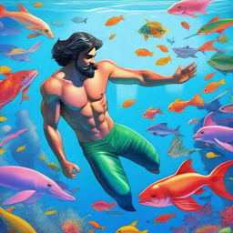 A man transforms into a merman and heroically saves sea animals