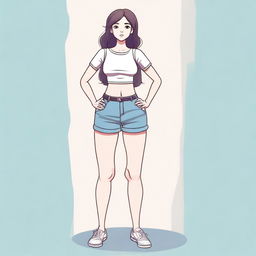 A stylized illustration of a girl with a small waist and thick thighs