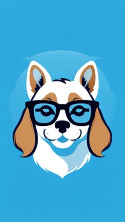 A 'Glampet' logo with a sky-blue background, featuring a fashionable cat and dog wearing glasses