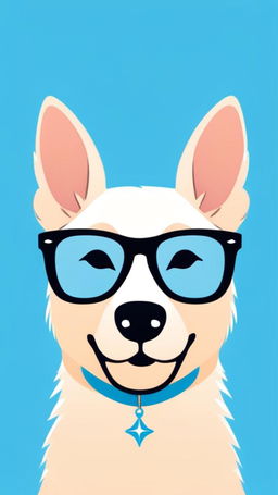 A 'Glampet' logo with a sky-blue background, featuring a fashionable cat and dog wearing glasses