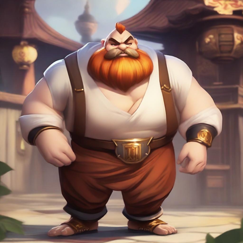 Create an image of Gragas from League of Legends with an Asian cultural theme