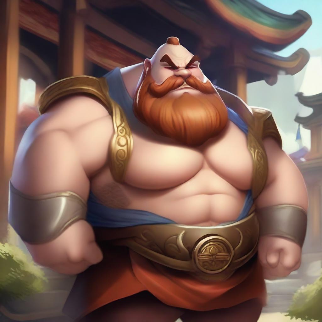 Create an image of Gragas from League of Legends with an Asian cultural theme