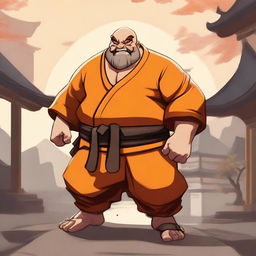 Create an image of Gragas from League of Legends dressed as a Shaolin monk