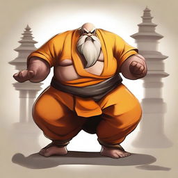 Create an image of Gragas from League of Legends dressed as a Shaolin monk