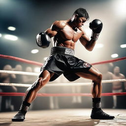 A dynamic and powerful image of a kickboxer in action