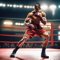 A dynamic and powerful image of a kickboxer in action