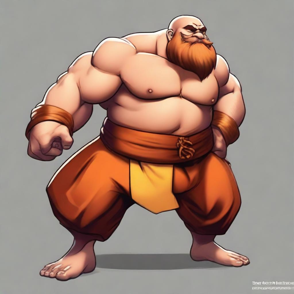 Create an image of Gragas from League of Legends dressed as a Shaolin monk