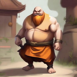 Create an image of Gragas from League of Legends dressed as a Shaolin monk