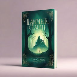 A captivating book cover featuring a mystical forest with glowing lights and a hidden path leading to an ancient castle