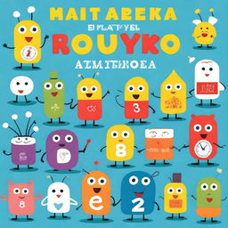 A colorful and engaging book cover for a pre-school kids' book titled 'Matematyka dla dzieci'