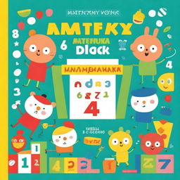 A colorful and engaging book cover for a pre-school kids' book titled 'Matematyka dla dzieci'