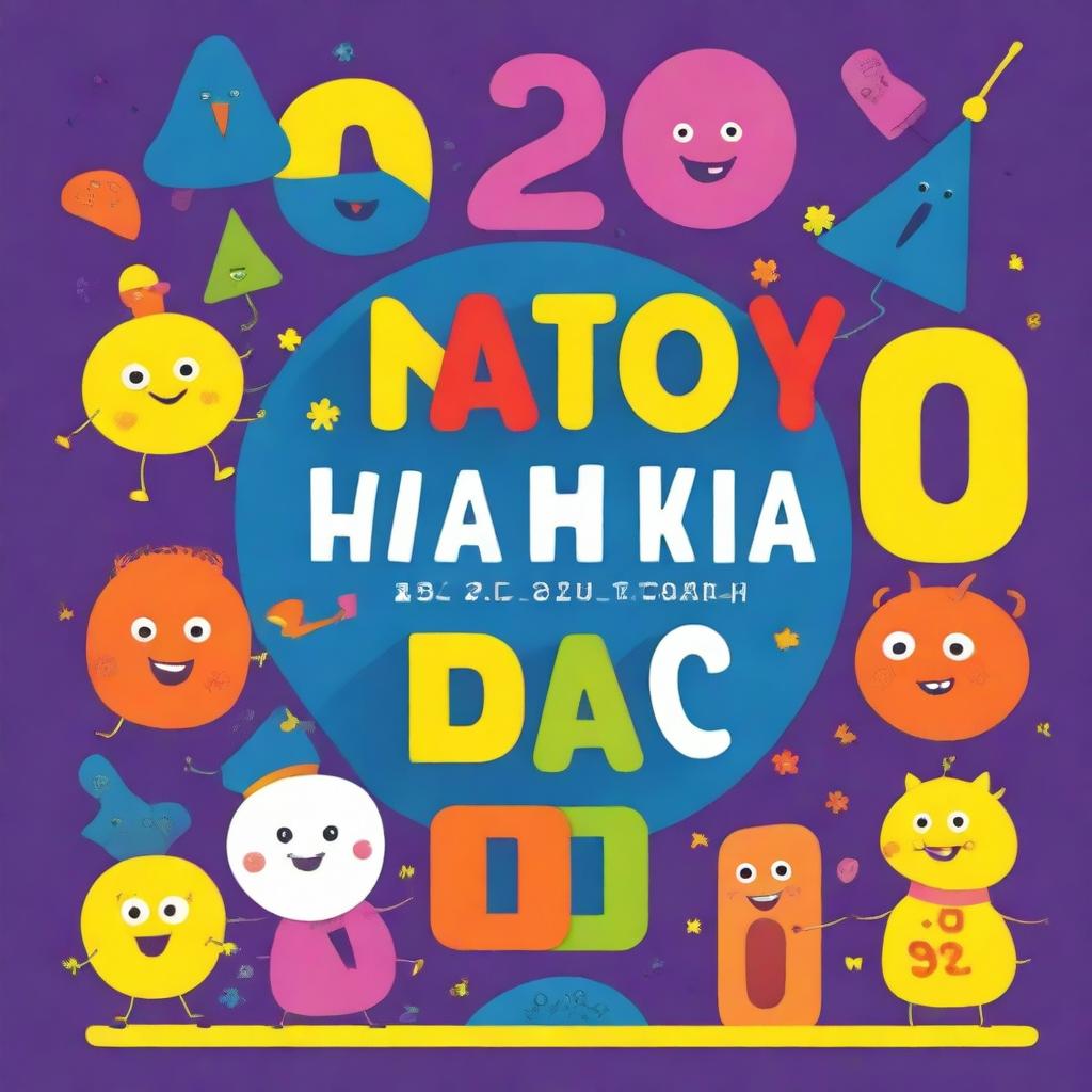 A colorful and engaging book cover for a pre-school kids' book titled 'Matematyka dla dzieci'