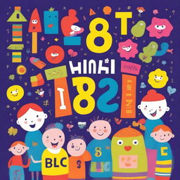 A colorful and engaging book cover for a pre-school kids' book titled 'Matematyka dla dzieci'