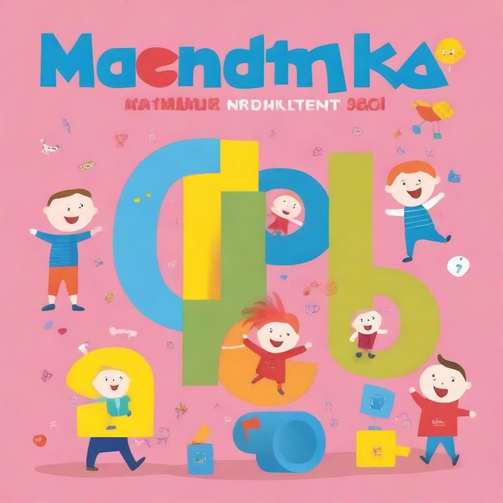 A colorful and engaging book cover for a pre-school kids' book titled 'Matematyka dla dzieci'