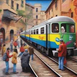 A realistic depiction of graffiti artists in the Rodalies of Catalonia