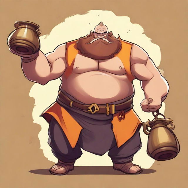 Create an image of Gragas from League of Legends in the style of a Shaolin monk