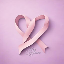 Two intertwined ribbons, one in a soft pastel pink symbolizing love, and the other in a subtle lavender shade representing cancer awareness