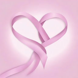 Two intertwined ribbons, one in a soft pastel pink symbolizing love, and the other in a subtle lavender shade representing cancer awareness