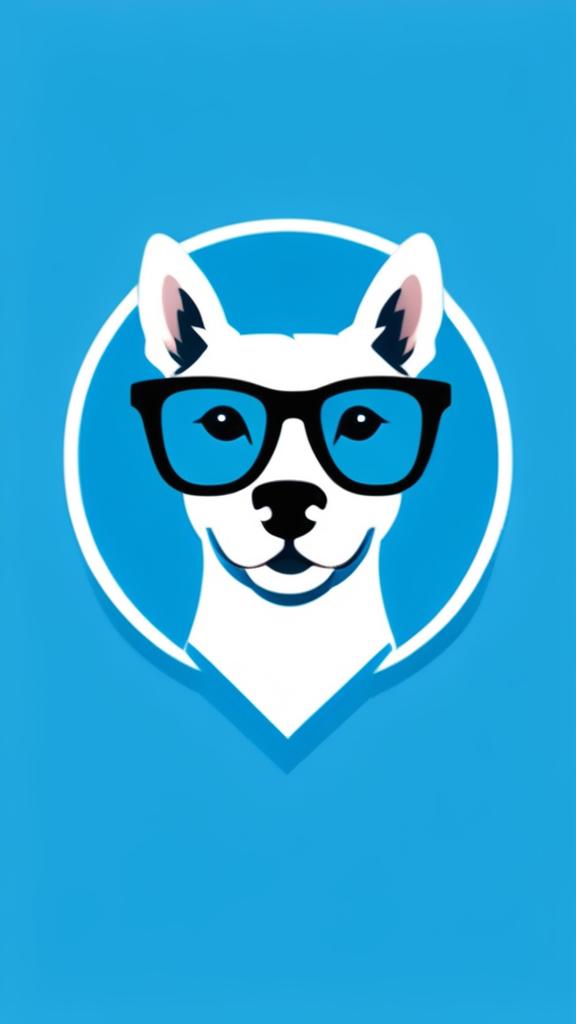 A 'Glampet' logo with the company name, featuring a fashionable cat and dog wearing glasses against a sky-blue background