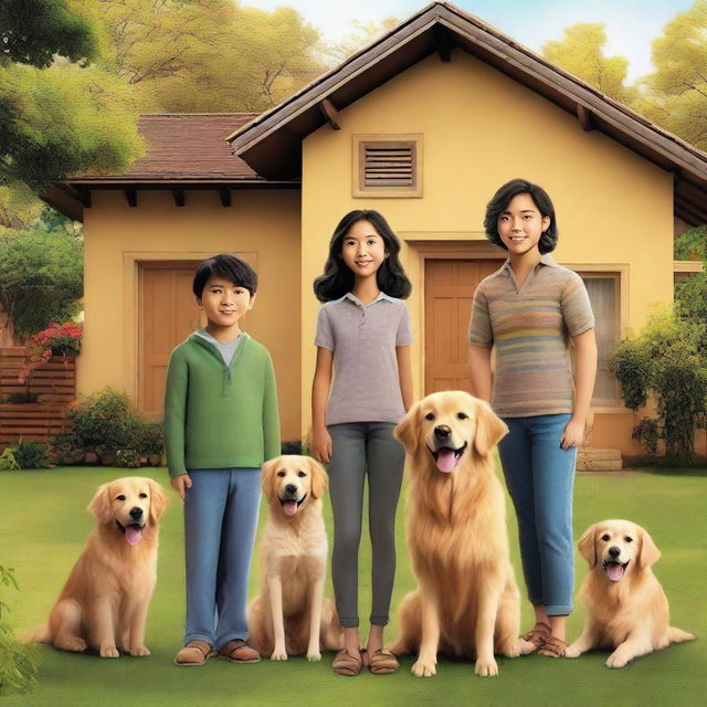 A movie poster featuring a family of four consisting of a mother, father, a young boy, and a young girl standing together with their backs facing the viewer