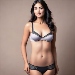 An image of a woman wearing a stylish bra and panty set