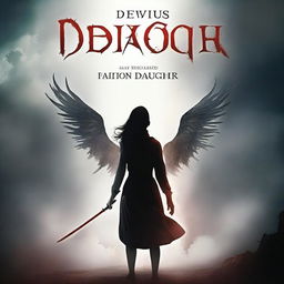 Create a book cover for a story titled 'Devious Girl' about the Devil's daughter falling for Jesus while she tries to take down Heaven