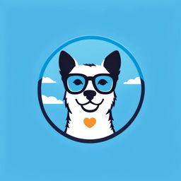 An Instagram-sized 'Glampet' logo with the company name, featuring a fashionable cat and dog wearing glasses against a sky-blue background