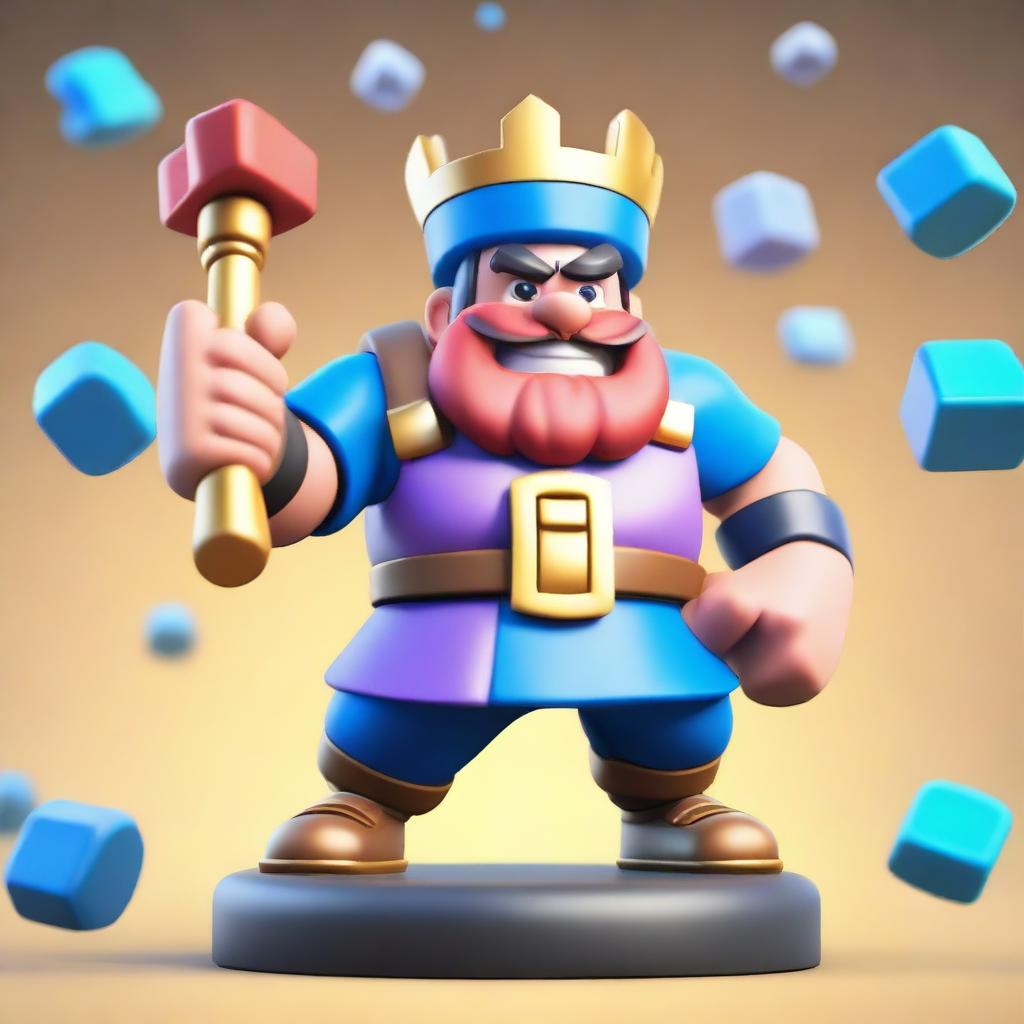 A detailed and vibrant miniature of a Clash Royale character, showcasing intricate details and bright colors