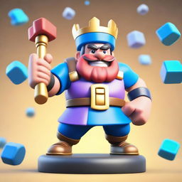 A detailed and vibrant miniature of a Clash Royale character, showcasing intricate details and bright colors