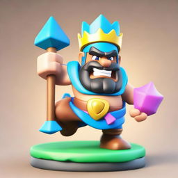 A detailed and vibrant miniature of a Clash Royale character, showcasing intricate details and bright colors