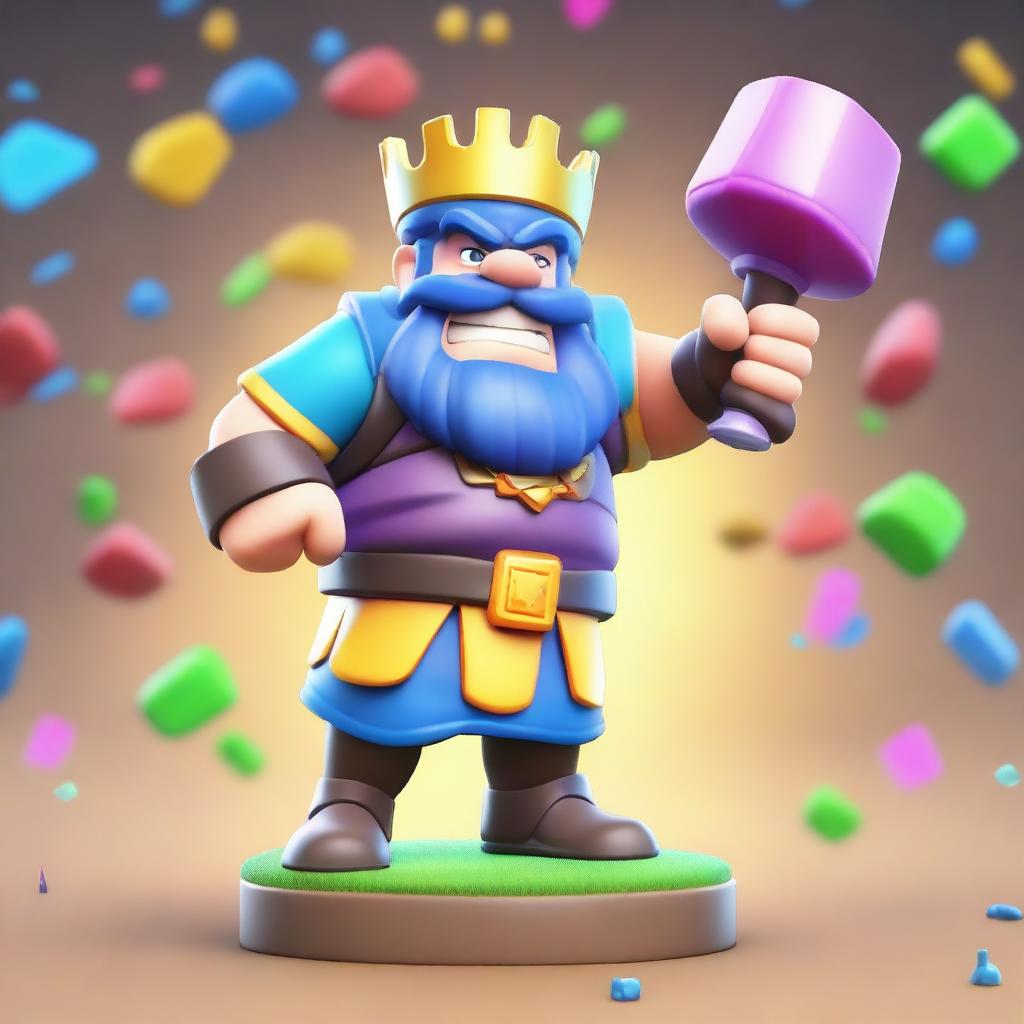 A detailed and vibrant miniature of a Clash Royale character, showcasing intricate details and bright colors