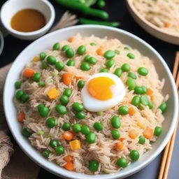 A detailed and appetizing image of egg fried rice