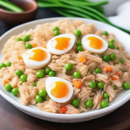 A detailed and appetizing image of egg fried rice