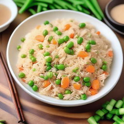 A detailed and appetizing image of egg fried rice