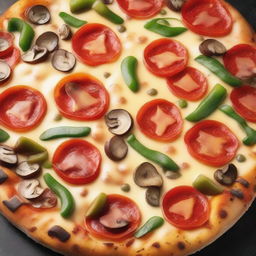 A detailed and appetizing image of a pizza