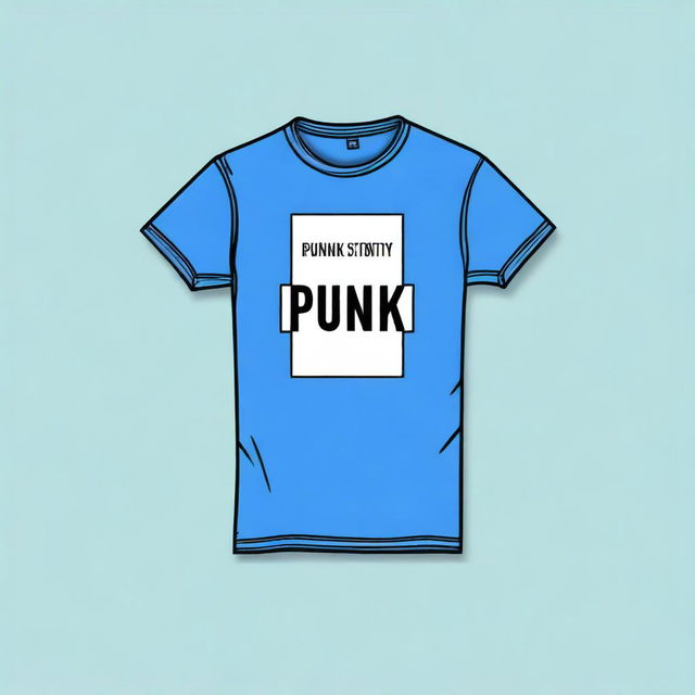 A blue t-shirt with the text 'PUNK STITY' written on it