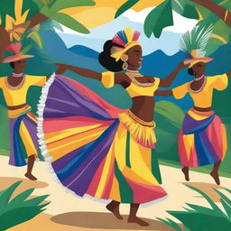 Create an image of a Malbaraise, a traditional dance from Réunion Island