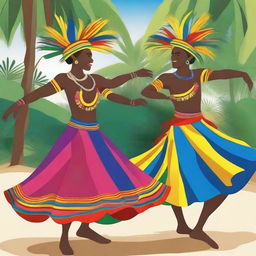 Create an image of a Malbaraise, a traditional dance from Réunion Island