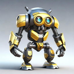 Create an image of a Paragon mecha minion, a small robotic character with advanced mechanical features and a sleek, futuristic design