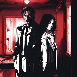 A dramatic scene featuring a mafia girl with medium-length hair and a man who is a doctor and a single dad