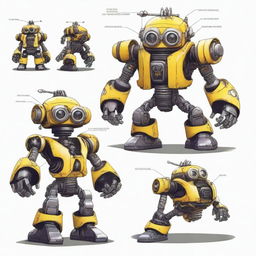 Create an image of a renegade mecha minion, a small robotic character with rugged mechanical features and a rebellious design