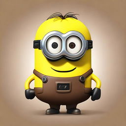 A humorous depiction of a brown poop emoji styled as a Minion from the Despicable Me franchise