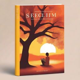 A book cover featuring a sunset in shades of orange, gold, and yellow