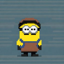 An 8-bit pixel art depiction of a Minion from Despicable Me dressed as a sway master