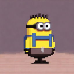 An 8-bit pixel art depiction of a Minion from Despicable Me dressed as a sway master