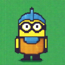 An 8-bit pixel art depiction of a Minion from Despicable Me dressed as a sway master