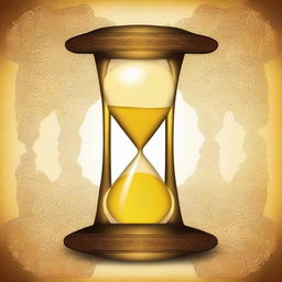 A golden, brown, and yellow hourglass with intricate details