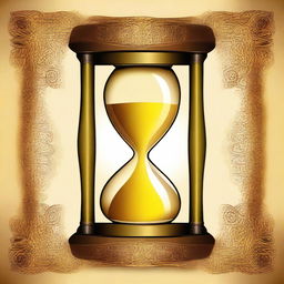 A golden, brown, and yellow hourglass with intricate details