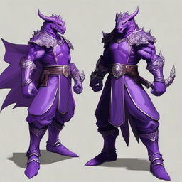 A Dungeons & Dragons style character: an amethyst dragonborn fighter with the bodily appearance of Kiryu Kazuma