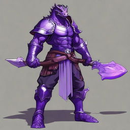 A Dungeons & Dragons style character: an amethyst dragonborn fighter with the bodily appearance of Kiryu Kazuma